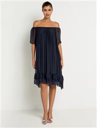 OFF SHOULDER ΦΟΡΕΜΑ ΑΠΟ VISCOSE ΜΕΤΑΞΙ - ΜΠΛΕ NAVY TOI MOI