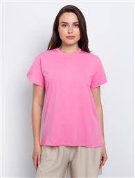 T-SHIRT ΜΕ ΣΤΡΟΓΓΥΛΗ ΛΑΙΜΟΚΟΨΗ - ΦΟΥΞΙΑ TOIMOI