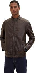 ΑΝΔΡΙΚΟ ΜΠΟΥΦΑΝ FAUX LEATHER BIKER JACKET 1026337-31523 ΚΑΦΕ TOM TAILOR