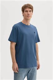 ΑΝΔΡΙΚΟ T-SHIRT ΜΟΝΟΧΡΩΜΟ STRUCTURED ΜΕ LOGO PATCH REGULAR FIT - 1043386 ΜΠΛΕ TOM TAILOR