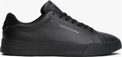 ΑΝΔΡΙΚΑ ΔΕΡΜΑΤΙΝΑ SNEAKERS ΜΕ ΛΟΓΟΤΥΠΟ - FM0FM05367 ΑΣΠΡΟΜΑΥΡΟ TOMMY HILFIGER