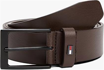 TOMMY HILFIGER ΑΝΔΡΙΚΗ ΔΕΡΜΑΤΙΝΗ ΖΩΝΗ ΜΕ ΜΕΤΑΛΛΙΚΗ ΑΓΚΡΑΦΑ ''TONAL'' - AM0AM13016 ΚΑΦΕ