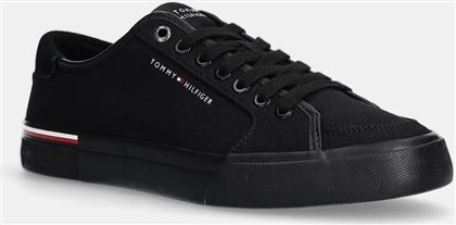 ΑΘΛΗΤΙΚΑ CORE CORPORATE VULC CANVAS ΧΡΩΜΑ: ΜΑΥΡΟ, FM0FM05398 TOMMY HILFIGER