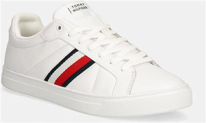 ΑΘΛΗΤΙΚΑ ICON COURT LTH STRIPES ΧΡΩΜΑ: ΑΣΠΡΟ, FM0FM05163 TOMMY HILFIGER