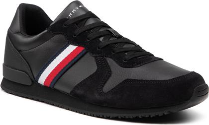 ΑΘΛΗΤΙΚΑ ICONIC LEATHER RUNNER FM0FM03272 ΜΑΥΡΟ TOMMY HILFIGER