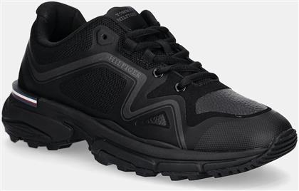 ΑΘΛΗΤΙΚΑ M RUNNER TECH KNIT LTH MIX ΧΡΩΜΑ: ΜΑΥΡΟ, FM0FM05344 TOMMY HILFIGER