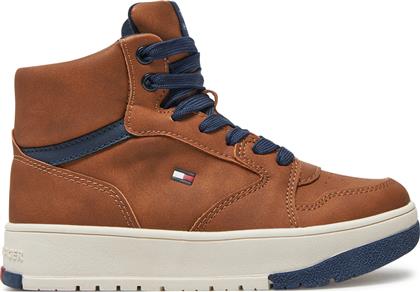 ΑΘΛΗΤΙΚΑ MID CUTLACE-UP SNEAKER T3X9-33641-1351 M ΚΑΦΕ TOMMY HILFIGER