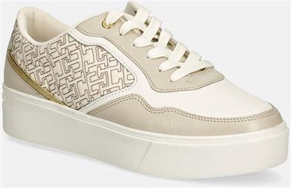 ΑΘΛΗΤΙΚΑ PLATFORM MONOGRAM SNEAKER ΧΡΩΜΑ: ΜΠΕΖ, FW0FW08121 TOMMY HILFIGER