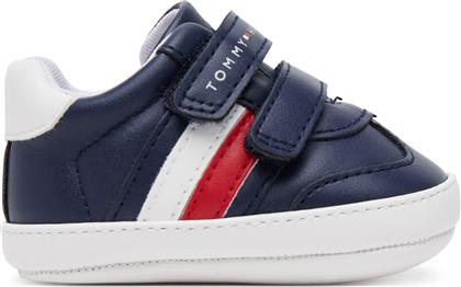 ΑΘΛΗΤΙΚΑ STRIPE LOW CUT VELCRO T0B9-33831-1433 ΣΚΟΥΡΟ ΜΠΛΕ TOMMY HILFIGER