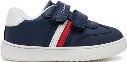 ΑΘΛΗΤΙΚΑ STRIPES LOW CUT LACE VELCRO SNEAKER T1X9-33840-1269 M ΣΚΟΥΡΟ ΜΠΛΕ TOMMY HILFIGER