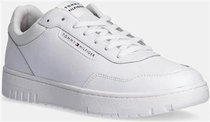 ΑΘΛΗΤΙΚΑ TH BASKET CORE LTH PINPERF ΧΡΩΜΑ: ΑΣΠΡΟ, FM0FM05466 TOMMY HILFIGER