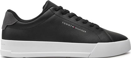 ΑΘΛΗΤΙΚΑ TH COURT LEATHER GRAIN ESS FM0FM05297 ΜΑΥΡΟ TOMMY HILFIGER