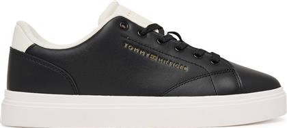 ΑΘΛΗΤΙΚΑ TH FEMININE CUPSOLE LEATHER FW0FW09105 ΜΑΥΡΟ TOMMY HILFIGER