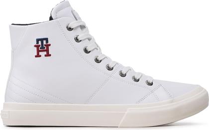 ΑΘΛΗΤΙΚΑ TH HI VULC STREET LEATHER FM0FM04739 ΛΕΥΚΟ TOMMY HILFIGER