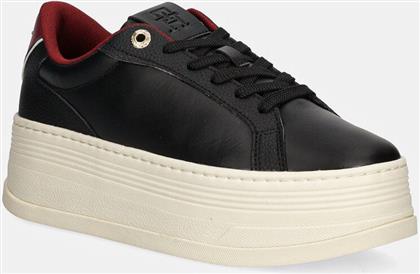 ΑΘΛΗΤΙΚΑ TH PLATFORM SNEAKER TRIANGLE ΧΡΩΜΑ: ΜΑΥΡΟ, FW0FW08115 TOMMY HILFIGER