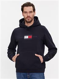 ΜΠΛΟΥΖΑ FLAG HOODY MW0MW37861 ΣΚΟΥΡΟ ΜΠΛΕ REGULAR FIT TOMMY HILFIGER