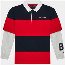 ΜΠΛΟΥΖΑ RUGBY STRIPE POLO L/S KB0KB08736 ΚΟΚΚΙΝΟ REGULAR FIT TOMMY HILFIGER