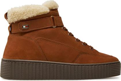 ΜΠΟΤΑΚΙΑ FAUX FUR NUBUCK LOW LACE-UP FW0FW08172 ΚΑΦΕ TOMMY HILFIGER