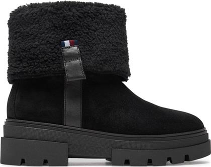 ΜΠΟΤΑΚΙΑ FAUX FUR SUEDE ROLL-DOWN BOOT FW0FW08158 ΜΑΥΡΟ TOMMY HILFIGER