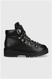 ΜΠΟΤΑΚΙΑ LEATHER OUTDOOR FLAT BOOT ΧΡΩΜΑ: ΜΑΥΡΟ TOMMY HILFIGER από το ANSWEAR