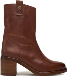 ΜΠΟΤΑΚΙΑ RIDING LTHR MID BOOT BLOCK HEEL FW0FW08776 ΚΑΦΕ TOMMY HILFIGER