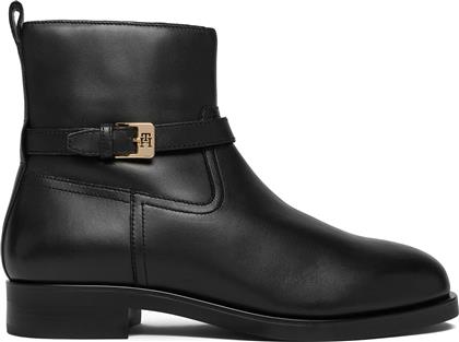 ΜΠΟΤΑΚΙΑ TH BUCKLE RIDING LEATHER BOOTIE FW0FW08781 ΜΑΥΡΟ TOMMY HILFIGER