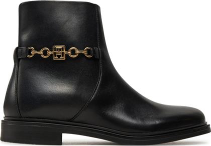 ΜΠΟΤΑΚΙΑ TH CHAIN LEATHER LOW BOOTIE FW0FW08251 ΜΑΥΡΟ TOMMY HILFIGER