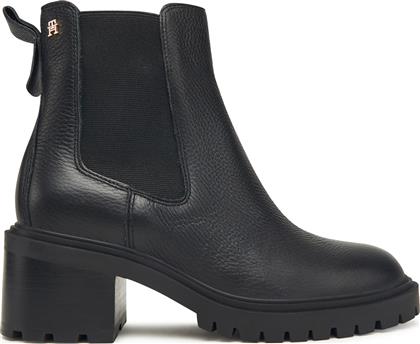 ΜΠΟΤΑΚΙΑ TH LEATHER CHELSEA CLEATED HEEL FW0FW08774 ΜΑΥΡΟ TOMMY HILFIGER
