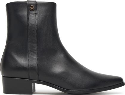ΜΠΟΤΑΚΙΑ TH LEATHER POINTY ZIP BOOTIE FW0FW08980 ΜΑΥΡΟ TOMMY HILFIGER