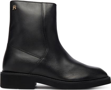 ΜΠΟΤΑΚΙΑ TH SQUARE TOE LEATHER BOOTIE FW0FW09046 ΜΑΥΡΟ TOMMY HILFIGER