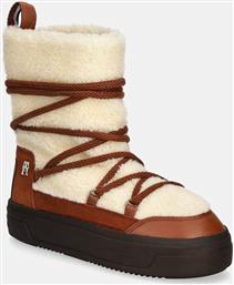 ΜΠΟΤΕΣ ΧΙΟΝΙΟΥ LACE-UP FAUX SHEARLING SNOWBOOT ΧΡΩΜΑ: ΚΑΦΕ, FW0FW08252 TOMMY HILFIGER