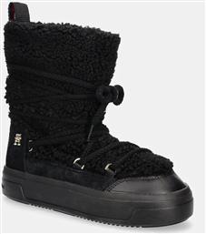 ΜΠΟΤΕΣ ΧΙΟΝΙΟΥ LACE-UP FAUX SHEARLING SNOWBOOT ΧΡΩΜΑ: ΜΑΥΡΟ, FW0FW08252 TOMMY HILFIGER