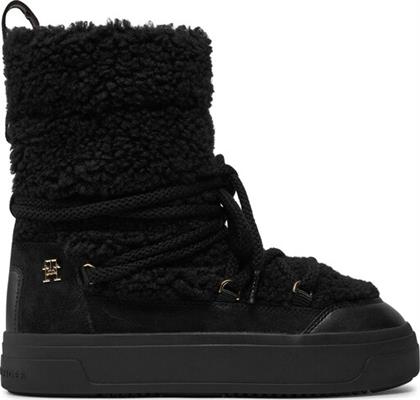 ΜΠΟΤΕΣ ΧΙΟΝΙΟΥ LACE-UP FAUX SHEARLING SNOWBOOT FW0FW08252 ΜΑΥΡΟ TOMMY HILFIGER