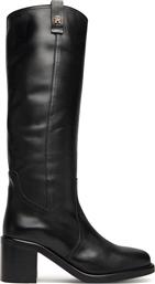 ΜΠΟΤΕΣ RIDING LTHR LONG BOOT BLOCK HEEL FW0FW08777 ΜΑΥΡΟ TOMMY HILFIGER