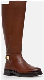 ΜΠΟΤΕΣ TH LOGO LEATHER LONG BOOT ΧΡΩΜΑ: ΚΑΦΕ, FW0FW08335 TOMMY HILFIGER