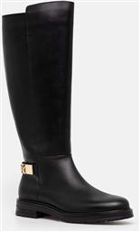 ΜΠΟΤΕΣ TH LOGO LEATHER LONG BOOT ΧΡΩΜΑ: ΜΑΥΡΟ, FW0FW08335 TOMMY HILFIGER