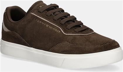 ΔΕΡΜΑΤΙΝΑ ΑΘΛΗΤΙΚΑ ΠΑΠΟΥΤΣΙΑ CASUAL SUEDE SNEAKER ΧΡΩΜΑ: ΚΑΦΕ, FW0FW09050 TOMMY HILFIGER