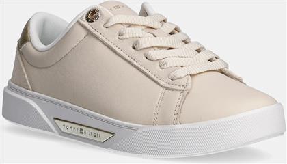 ΔΕΡΜΑΤΙΝΑ ΑΘΛΗΤΙΚΑ ΠΑΠΟΥΤΣΙΑ CHIC COURT SNEAKER ΧΡΩΜΑ: ΜΠΕΖ, FW0FW08382 TOMMY HILFIGER