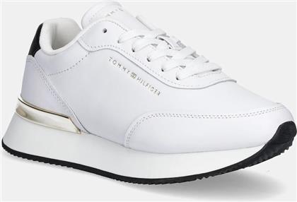 ΔΕΡΜΑΤΙΝΑ ΑΘΛΗΤΙΚΑ ΠΑΠΟΥΤΣΙΑ CHIC FASHION RUNNER ΧΡΩΜΑ: ΑΣΠΡΟ, FW0FW08695 TOMMY HILFIGER