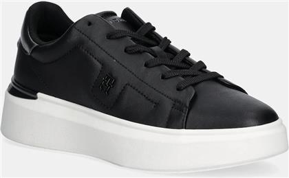 ΔΕΡΜΑΤΙΝΑ ΑΘΛΗΤΙΚΑ ΠΑΠΟΥΤΣΙΑ CHIC PLATFORM SNEAKER GOLD ΧΡΩΜΑ: ΜΑΥΡΟ, FW0FW08817 TOMMY HILFIGER
