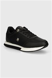 ΔΕΡΜΑΤΙΝΑ ΑΘΛΗΤΙΚΑ ΠΑΠΟΥΤΣΙΑ ELEVATED ESSENT RUNNER MONOGRAM ΧΡΩΜΑ: ΜΑΥΡΟ, FW0FW08285 TOMMY HILFIGER