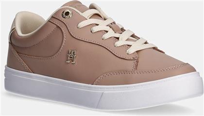 ΔΕΡΜΑΤΙΝΑ ΑΘΛΗΤΙΚΑ ΠΑΠΟΥΤΣΙΑ ESSENTIAL CHIC COURT SNEAKER ΧΡΩΜΑ: ΜΠΕΖ, FW0FW08322 TOMMY HILFIGER