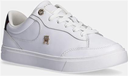 ΔΕΡΜΑΤΙΝΑ ΑΘΛΗΤΙΚΑ ΠΑΠΟΥΤΣΙΑ ESSENTIAL CHIC COURT SNEAKER RWB ΧΡΩΜΑ: ΑΣΠΡΟ, FW0FW08579 TOMMY HILFIGER