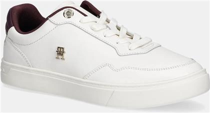 ΔΕΡΜΑΤΙΝΑ ΑΘΛΗΤΙΚΑ ΠΑΠΟΥΤΣΙΑ ESSENTIAL ELEVATED COURT SNEAKER ΧΡΩΜΑ: ΑΣΠΡΟ, FW0FW08680 TOMMY HILFIGER