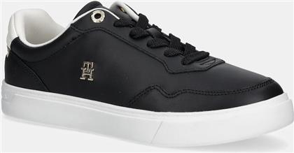 ΔΕΡΜΑΤΙΝΑ ΑΘΛΗΤΙΚΑ ΠΑΠΟΥΤΣΙΑ ESSENTIAL ELEVATED COURT SNEAKER ΧΡΩΜΑ: ΜΑΥΡΟ, FW0FW08680 TOMMY HILFIGER