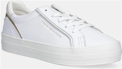 ΔΕΡΜΑΤΙΝΑ ΑΘΛΗΤΙΚΑ ΠΑΠΟΥΤΣΙΑ ESSENTIAL VULC SNEAKER ΧΡΩΜΑ: ΑΣΠΡΟ, FW0FW08757 TOMMY HILFIGER