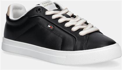 ΔΕΡΜΑΤΙΝΑ ΑΘΛΗΤΙΚΑ ΠΑΠΟΥΤΣΙΑ ICON COURT SNEAKER ΧΡΩΜΑ: ΜΑΥΡΟ, FW0FW08815 TOMMY HILFIGER