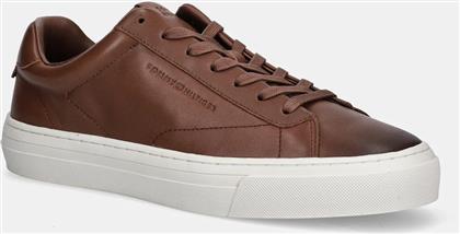 ΔΕΡΜΑΤΙΝΑ ΑΘΛΗΤΙΚΑ ΠΑΠΟΥΤΣΙΑ PREMIUM DRESS CUPSOLE COGNAC ΧΡΩΜΑ: ΚΑΦΕ, FM0FM05771 TOMMY HILFIGER