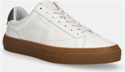 ΔΕΡΜΑΤΙΝΑ ΑΘΛΗΤΙΚΑ ΠΑΠΟΥΤΣΙΑ PREMIUM DRESS CUPSOLE LTH ΧΡΩΜΑ: ΑΣΠΡΟ, FM0FM05572 TOMMY HILFIGER