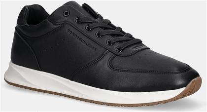 ΔΕΡΜΑΤΙΝΑ ΑΘΛΗΤΙΚΑ ΠΑΠΟΥΤΣΙΑ PREMIUM LEATHER HYBRID ΧΡΩΜΑ: ΜΑΥΡΟ, FM0FM05700 TOMMY HILFIGER